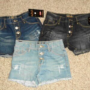 NEW! SKYHI FASHION DENIM SHORTS DISTRESSED FRINGE CUT OFF~GIRLS SIZE 10